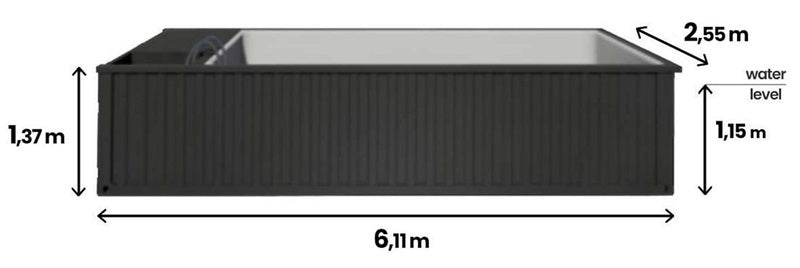 Gebrauchsfertiger Containerpool (6,2 m x 2,5 m), Komfortpaket