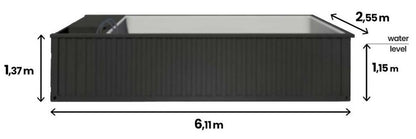 Gebrauchsfertiger Containerpool (6,2 m x 2,5 m), Komfortpaket